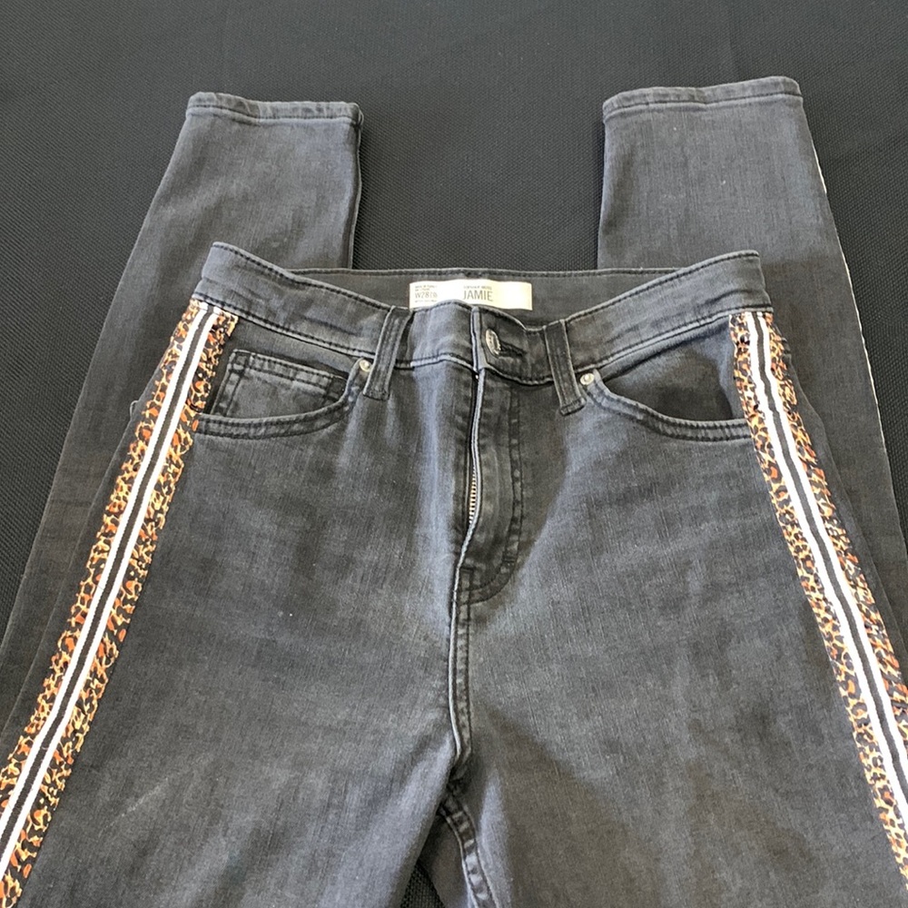 Topshop jeans with animal print piping